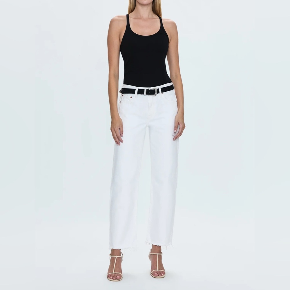 Pistola Lexi Mid Rise Bowed Straight Jean - Luxe Vintage White